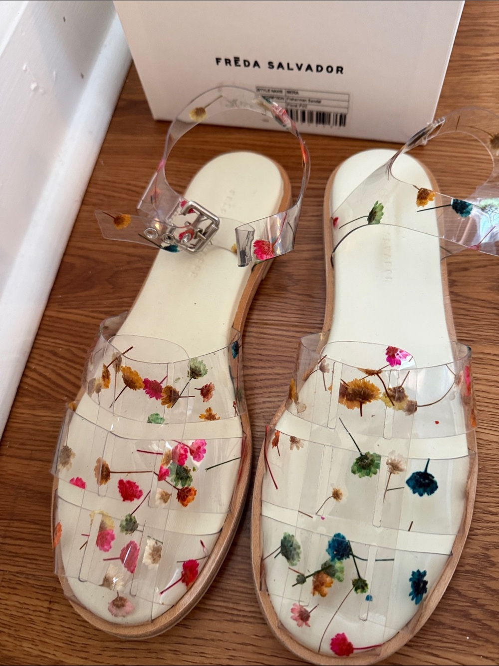 Freda Salvador Clear Floral Jelly Sandals — Pink, Green, Blue, Yellow, Tan